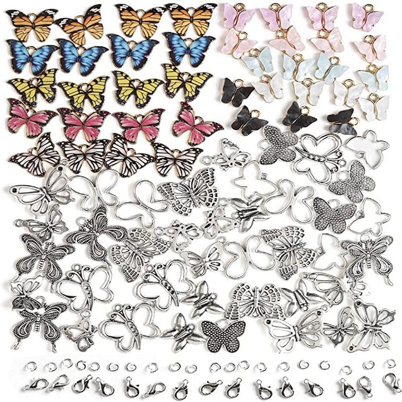 Incraftables Butterfly Charms Pendants for DIY Jewelry Bracelets Earring Keychain Necklace Making. Assorted Pendant Charm 80pcs (20 Styles) Image