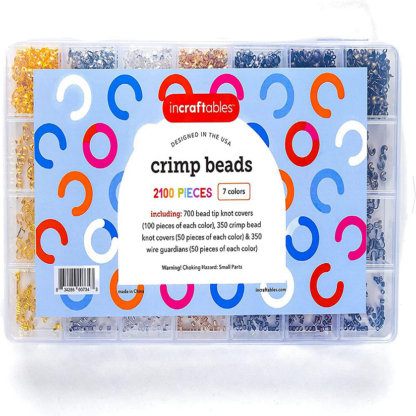 Incraftables Crimp Beads and Covers for Jewelry Making (2100 pcs). Assorted Crimp Beads for Jewelry Making (7 Colors) Image