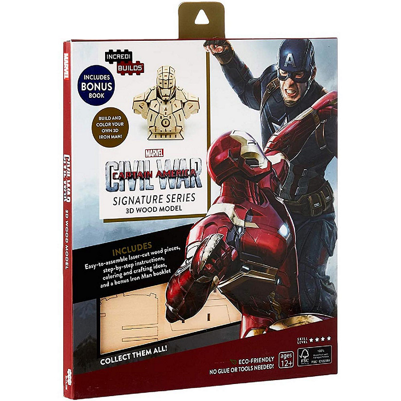 IncrediBuilds Marvel Captain Marvel Civil War 3D Wood Model and Book Image