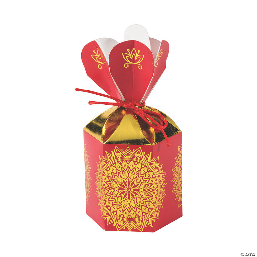 Indian Wedding Vertical Favor Boxes with Gold Foil - 24 Pc. Image