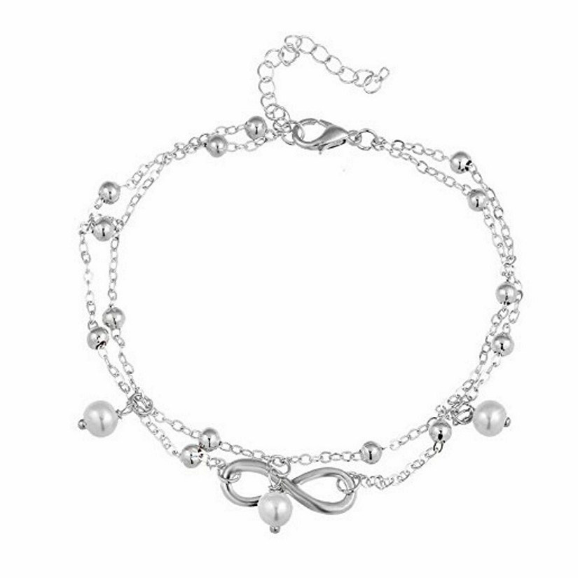 Infinity Love Pearl Charms Anklet - Silver Image