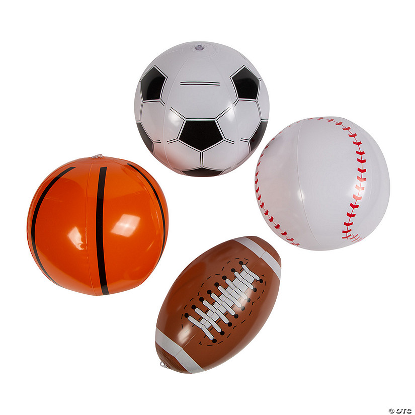 Inflatable 11" Basketball, Soccer, Baseball & Football Toy Assortment - 12 Pc. Image