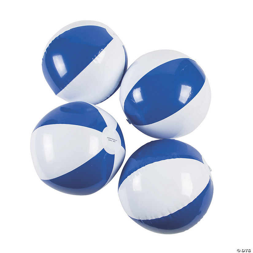 Inflatable 11" Blue & White Medium Beach Balls - 12 Pc. Image