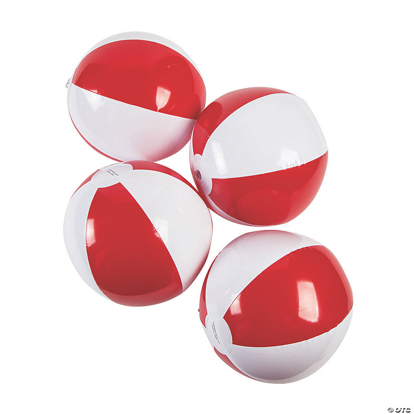 Inflatable 11" Red & White Medium Beach Balls - 12 Pc. Image