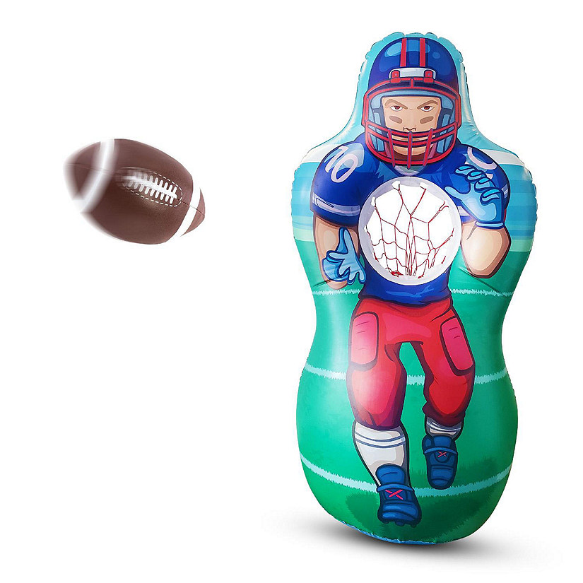 Inflatable Football Target Set - Inflates to 5 Feet Tall! - Soft Mini Toss Foot Ball Included Image
