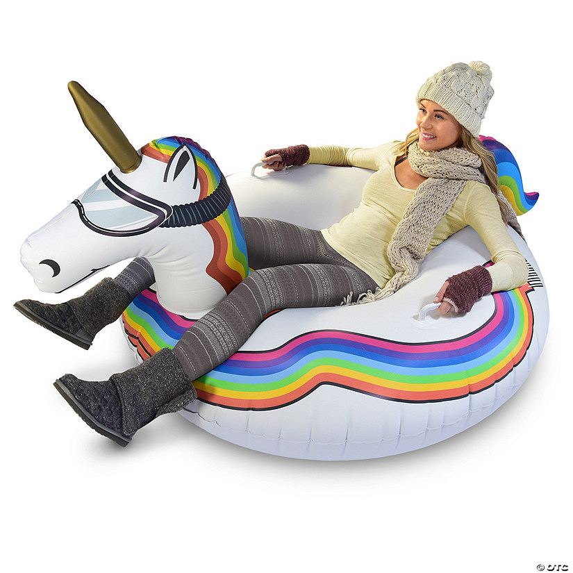 Inflatable GoFloats&#8482; Unicorn Winter Snow Tube Image