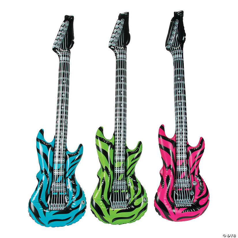 Inflatable Large Neon Zebra Print Guitars Image