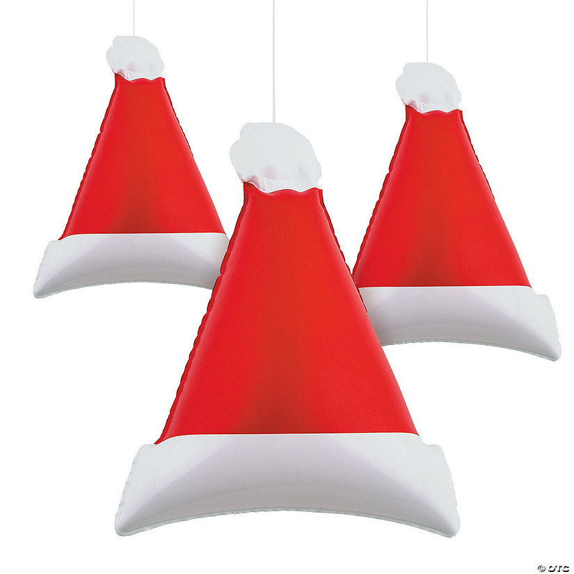 Inflatable Small Santa Hats - 12 Pc. Image