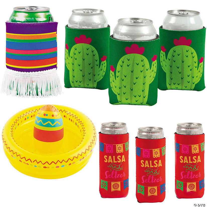 Inflatable Sombrero Cooler with Assorted Can Coolers for 48 Image
