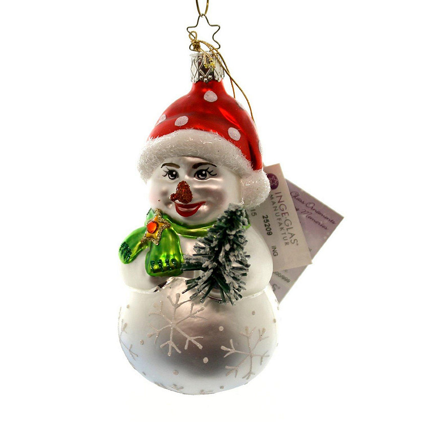 Inge Glas LE Snowy Friend Snowman German Glass Christmas Ornament Image