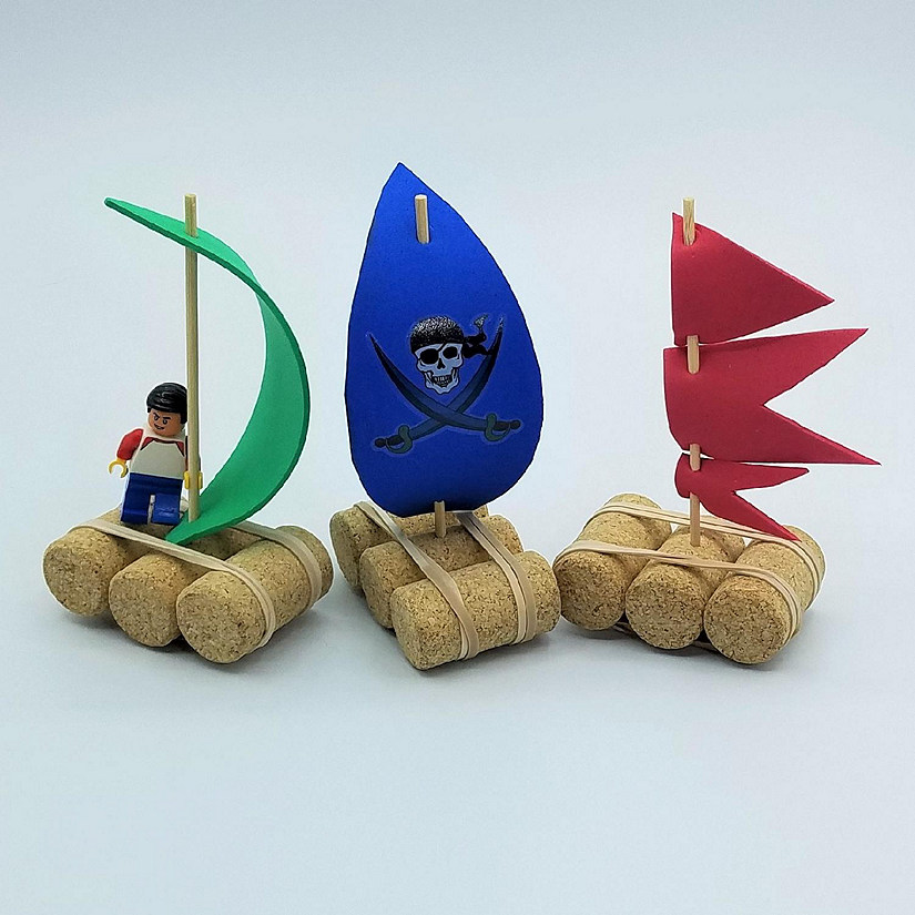 Ink and Trinket Kids DIY Cork Boat Craft Kit, Makes 3 Boats Image