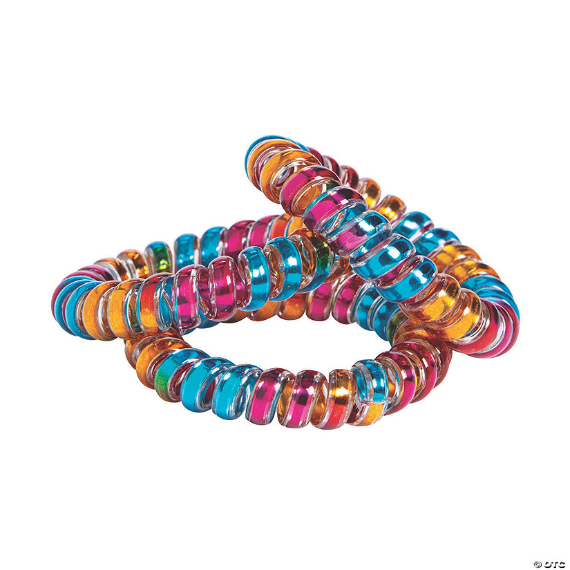Iridescent Phone Cord Spiral Bracelets - 12 Pc. Image