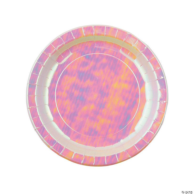 Iridescent Pink Paper Dinner Plates - 8 Ct. Image