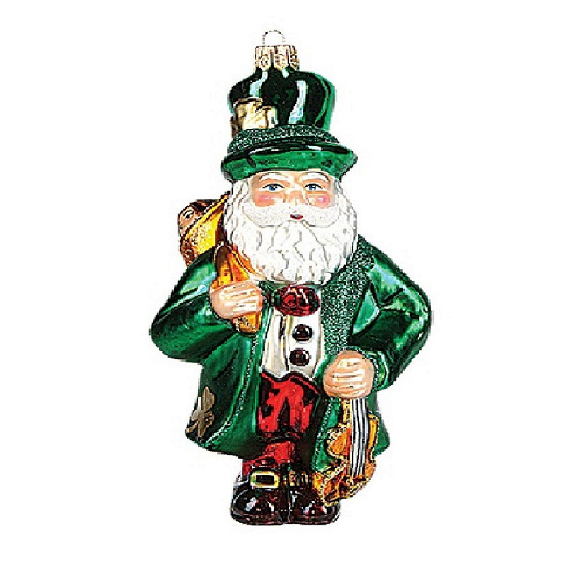 Irish Ireland Santa Polish Mouth Blown Glass Christmas Ornament Decoration Image