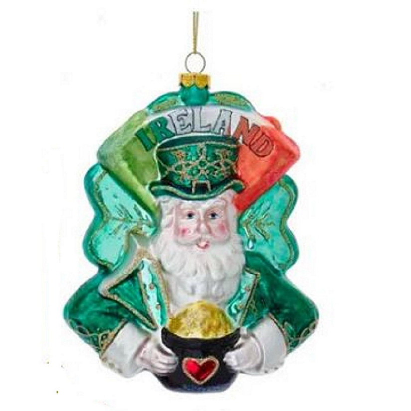 Irish Santa Claus Glass Christmas Tree Ornament Ireland Image