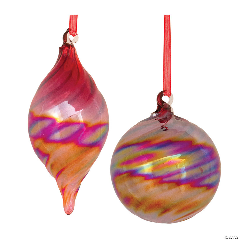 Irredescent Ornament (Set Of 12) 4.25"H, 6"H Glass Image