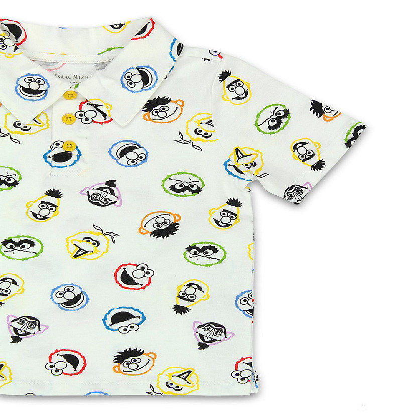 Isaac Mizrahi Loves Sesame Street Gang Elmo Baby Toddler Polo Collared Shirt (2T, White) Image