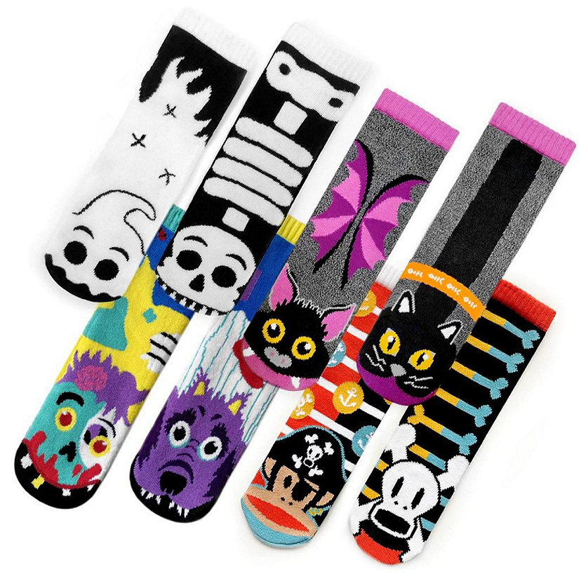 It's the Boo Crew! Non-Slip Halloween Socks for Kids, 4 Pair Gift Bundle of Pals Socks (size: Kids Large, for ages 4-6 years) Image