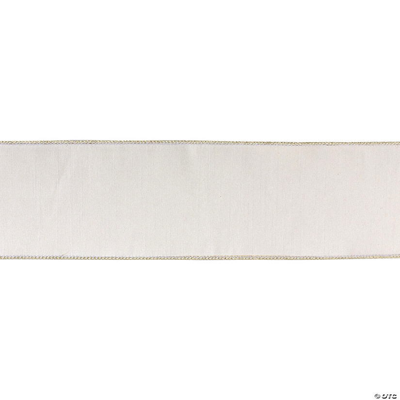 Ivory 4" X 10 Yds. Ribbon Wired Polyester Image