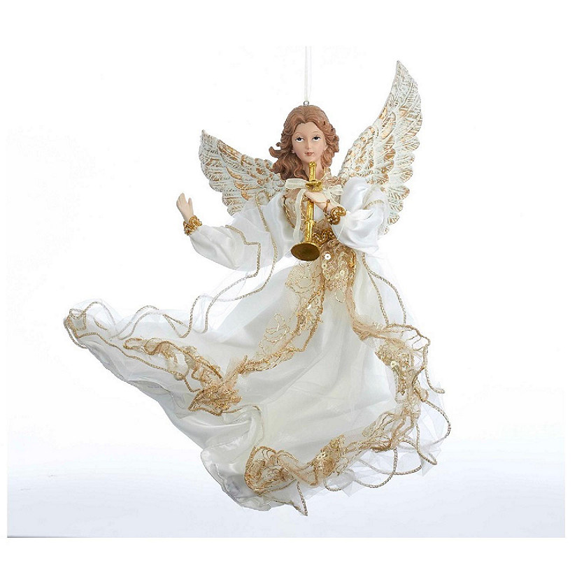 Ivory and Gold Flying Angel Christmas Tree Ornament 12 Inch J6064 New Image