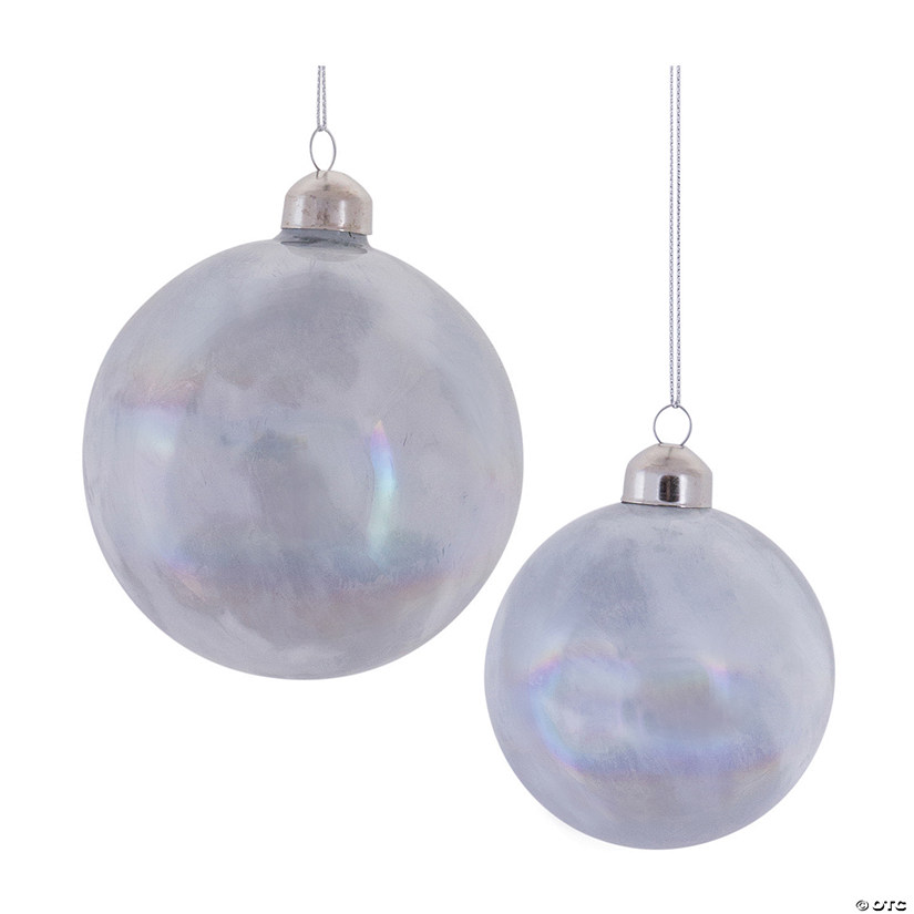 Ivory Irredescent Ball Ornament (Set Of 6) 3"D, 4"D Glass Image