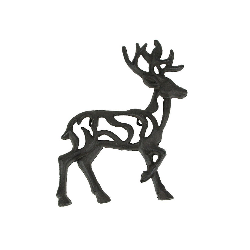 J.D. Yeatts Rustic Brown Cast Iron Open Work Deer Wall Hanging 11.5 Inches High Buck Stag Image