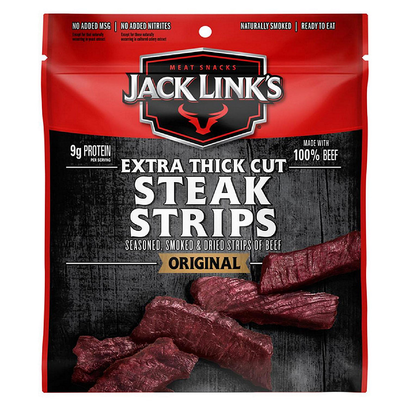 Jack Links 9067221 2.6 oz Original Beef Strips Jerky Bagged - Pack of 8 Image