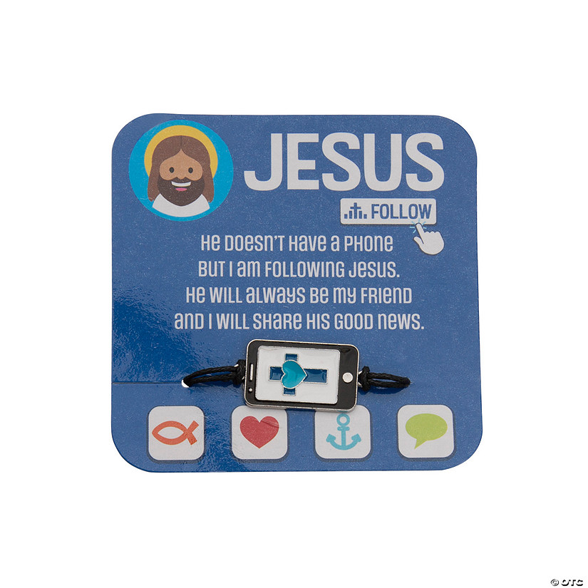 Jesus & Media Rope Bracelets with Card - 12 Pc. Image