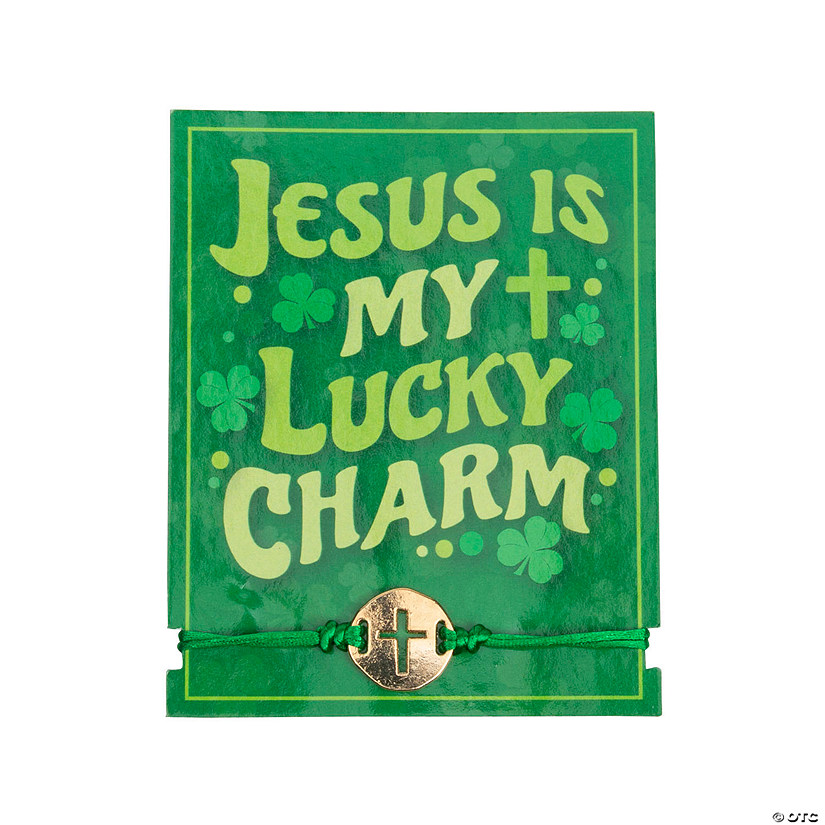 Jesus is My Lucky Charm Bracelets with Card - 12 Pc. Image