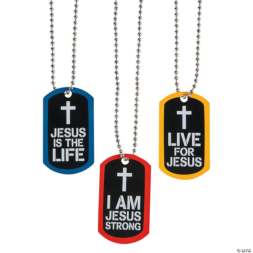 Jesus Strong Dog Tag Necklaces - 12 Pc. Image
