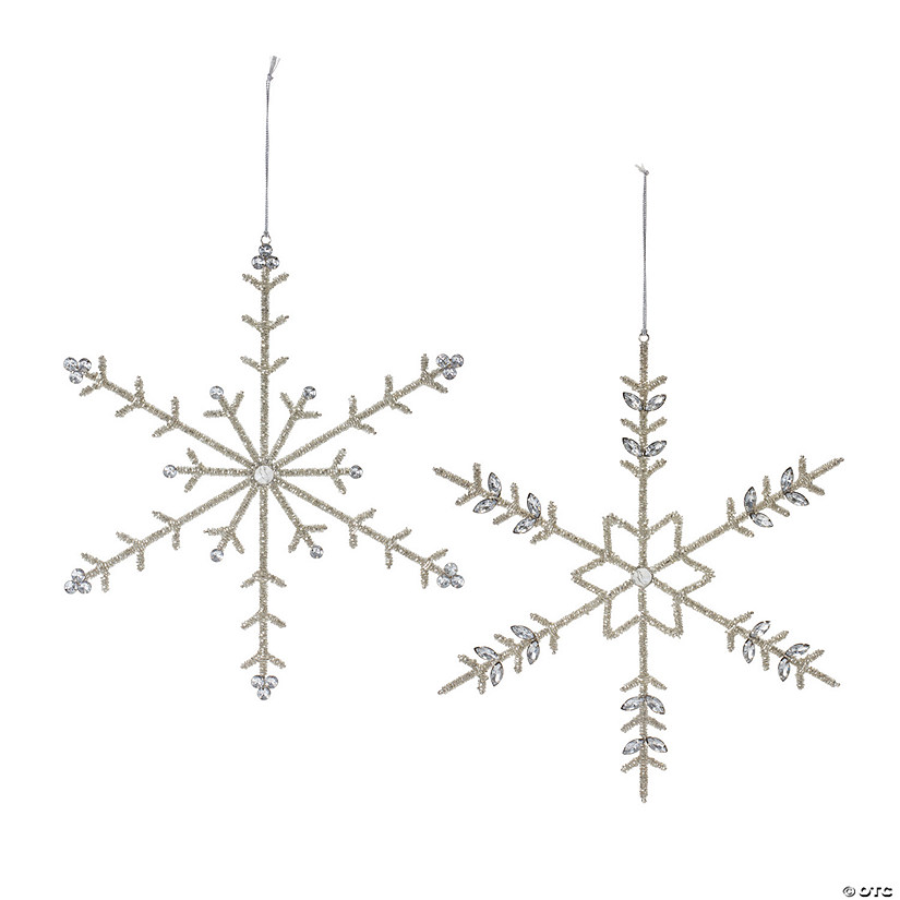 Jeweled Metal Snowflake Ornament (Set Of 6) 14"H Iron/Glass Image