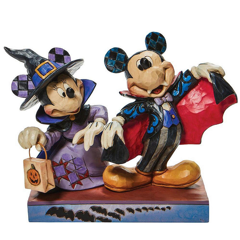 Jim Shore Disney Halloween Minnie Witch and Vampire Mickey Figurine 6008989 Image
