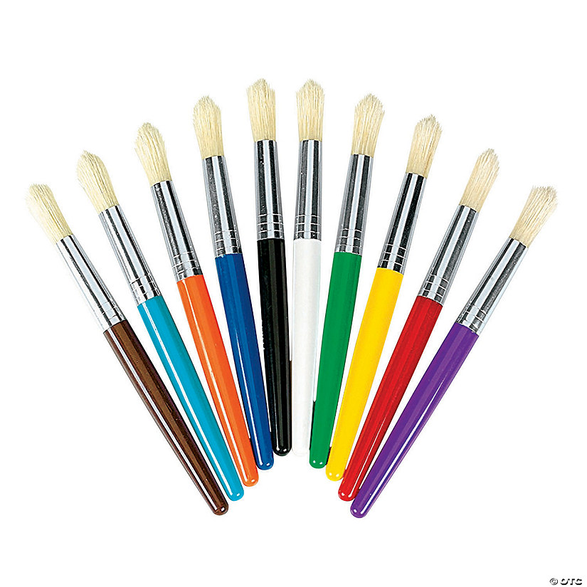Jumbo Colorful Chubby Paintbrushes - 10 Pc. Image