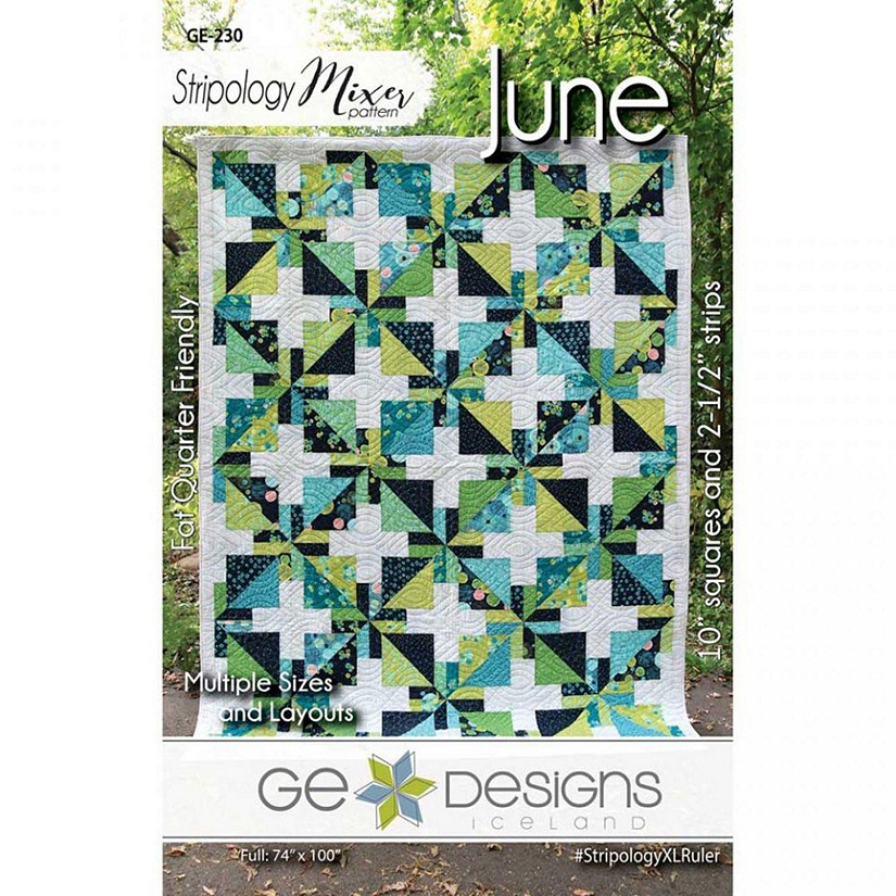 June Pattern Stripology Mixer by GE Designs 4 Sizes Uses 10 In Sq and Strips Image