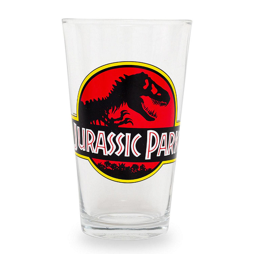 Jurassic Park Logo Pint Glass  Holds 16 Ounces Image