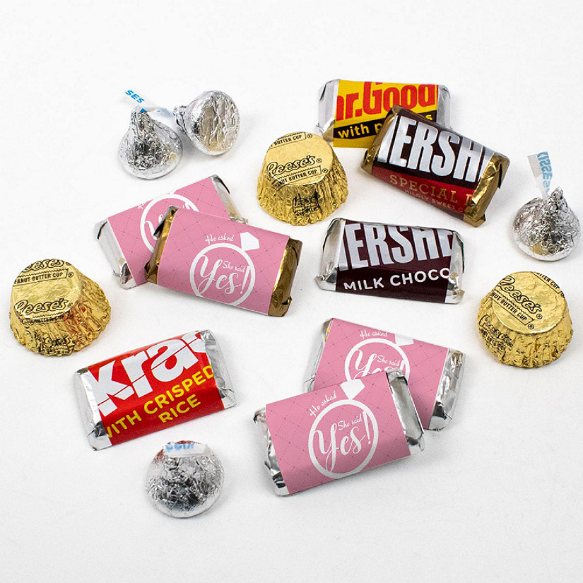 Just Candy 105 pcs Pink Bridal Shower Candy Hershey's Chocolate Party Favors (1.75 lbs) - She Said Yes Image