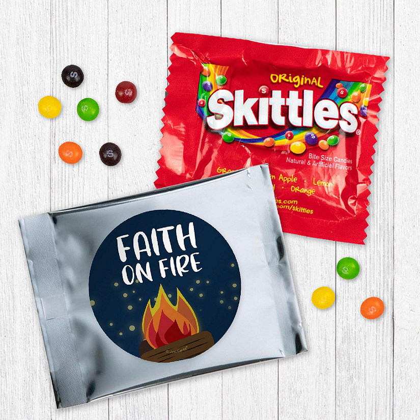 Just Candy 12ct Vacation Bible School Skittles Religious Candy Party Favors Faith on Fire Image