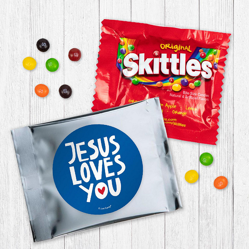 Just Candy 12ct Vacation Bible School Skittles Religious Church Candy Party Favors Jesus Loves You Image