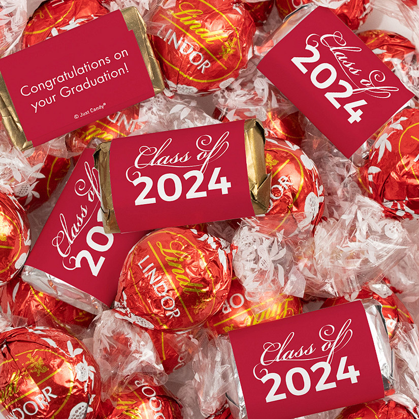 Just Candy 77 Pcs Red Graduation Candy Party Favors Class of 2024 Hershey's Miniatures & Truffles Image