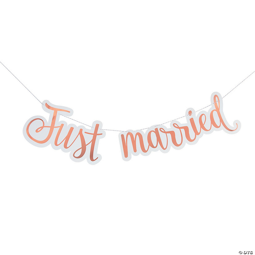 Just Married Rose Gold Foil Banner Image