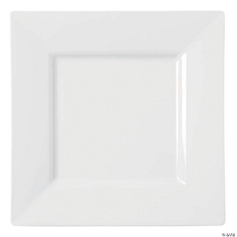Kaya Collection 10.75" White Square Plastic Dinner Plates (120 Plates) Image
