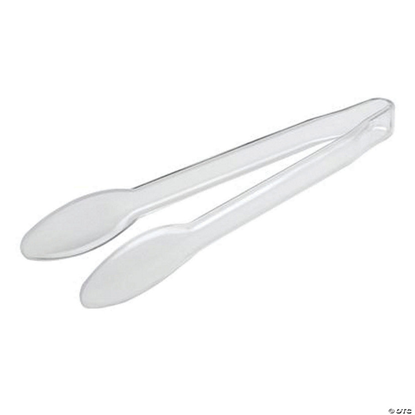 Kaya Collection 12" Clear Disposable Plastic Serving Tongs (48 Tongs) Image