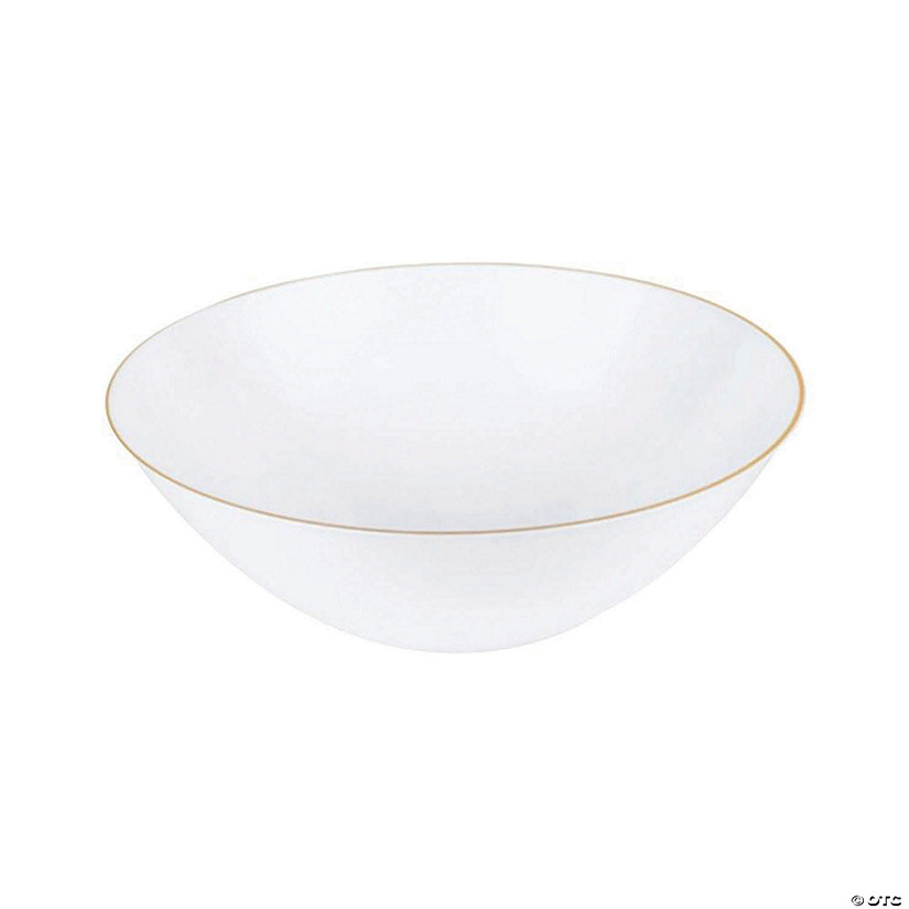 Kaya Collection 6 oz. White with Gold Rim Organic Round Disposable Plastic Dessert Bowls (120 Bowls) Image