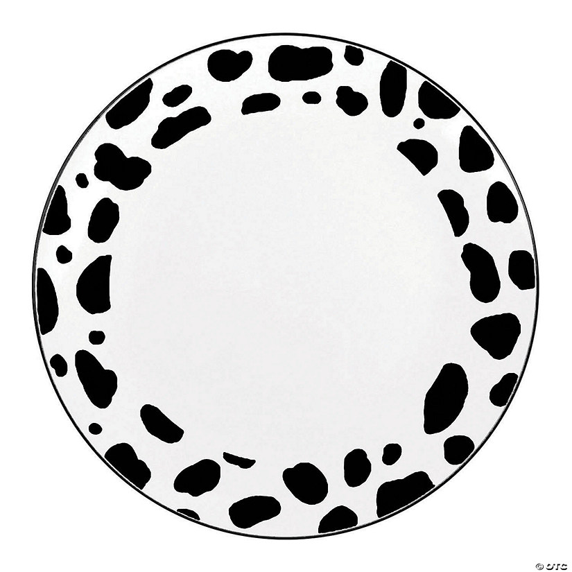 Kaya Collection 7.5" White with Black Dalmatian Spots Round Disposable Plastic Appetizer/Salad Plates (120 Plates) Image