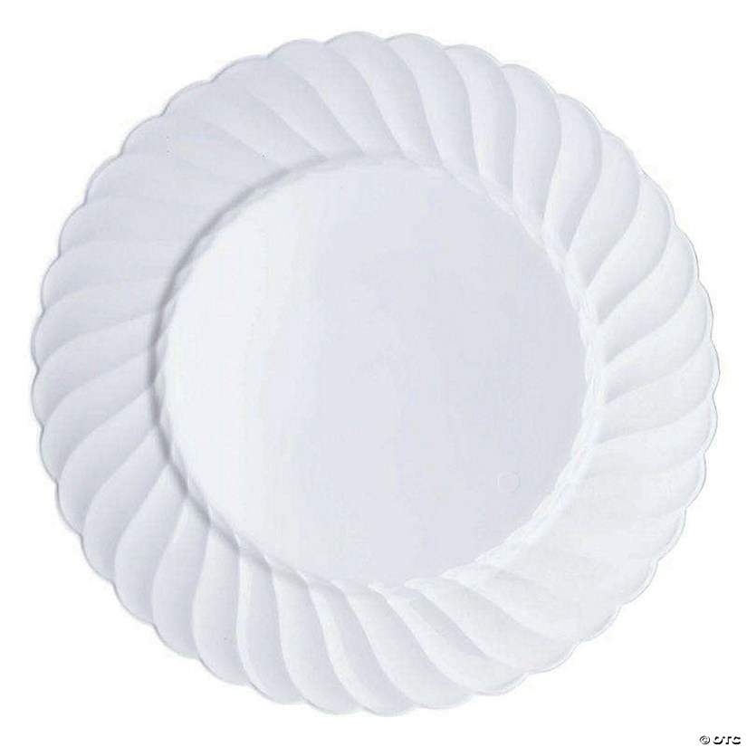 Kaya Collection 9" White Flair Plastic Buffet Plates (180 Plates) Image