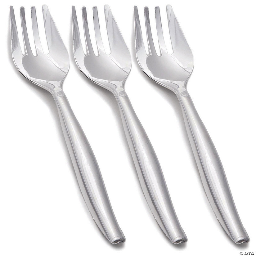 Kaya Collection Silver Disposable Plastic Serving Forks (150 Forks) Image