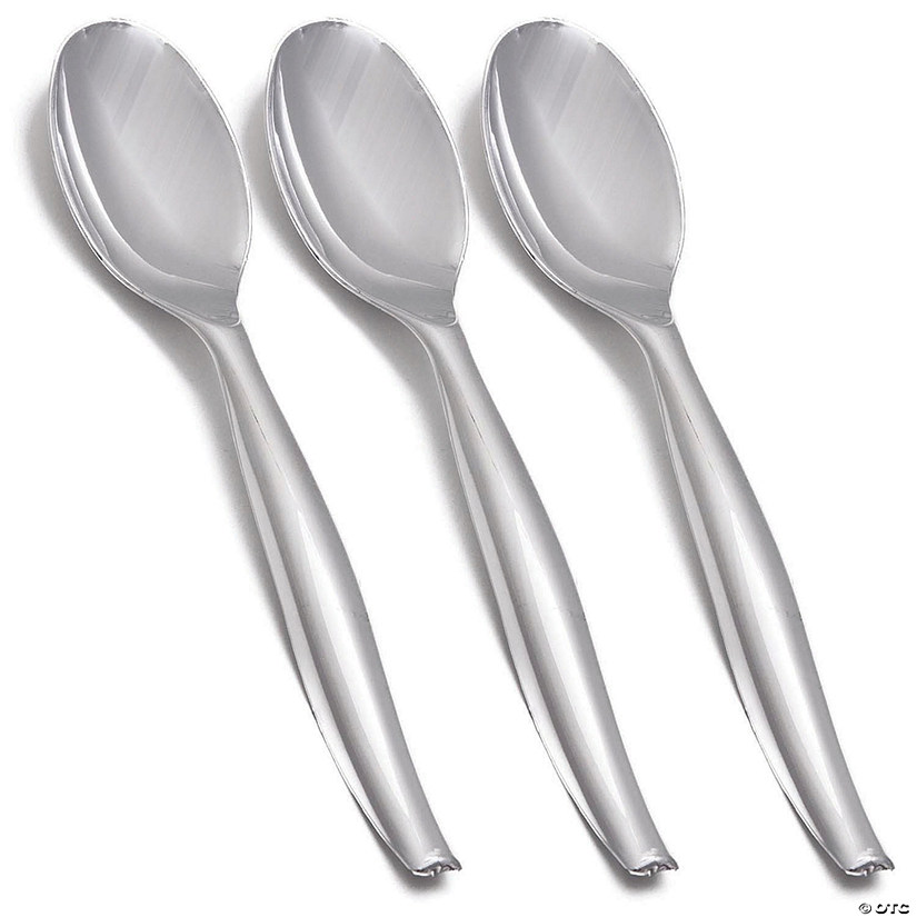 Kaya Collection Silver Disposable Plastic Serving Spoons (150 Spoons) Image