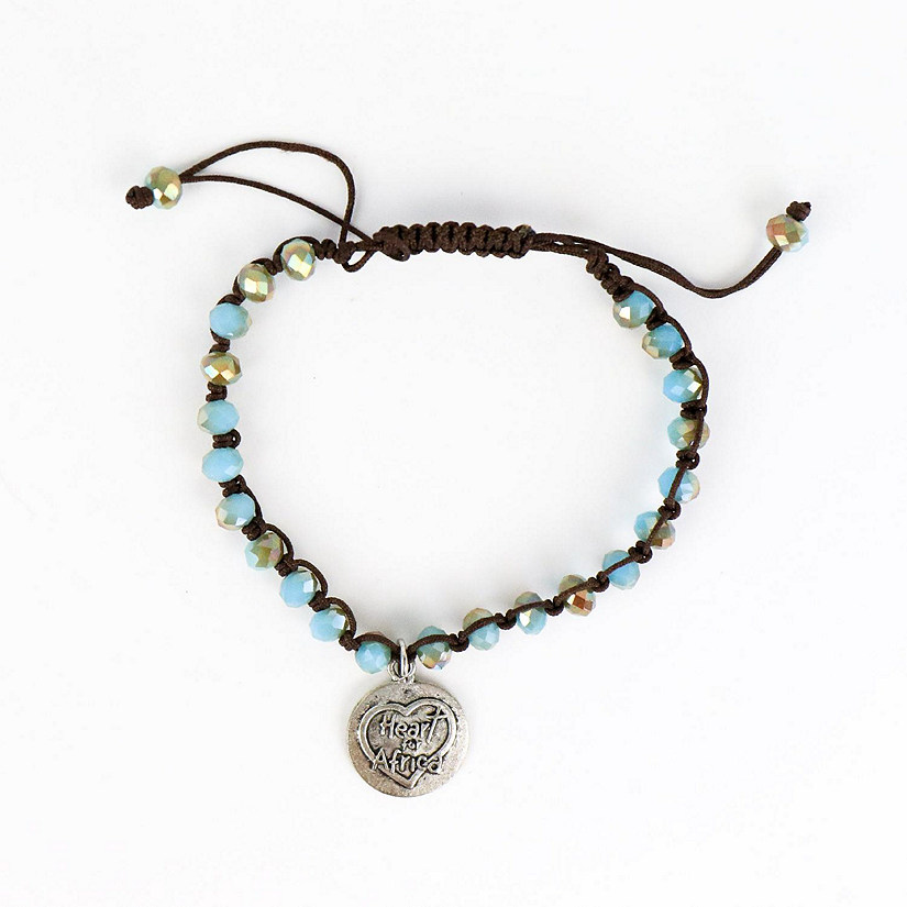 Khutsala&#8482; Artisans Blue Glass Corded Bracelet-Heart for Africa - 1 Piece Image