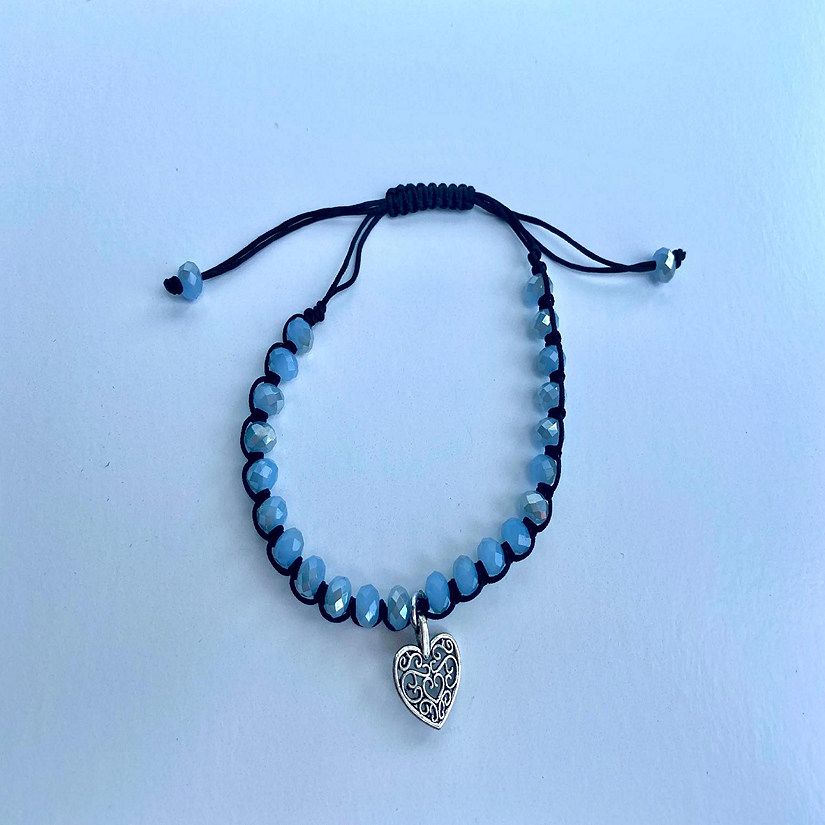 Khutsala&#8482; Artisans Blue Glass Corded Bracelet-Lacey Heart 1 piece Image