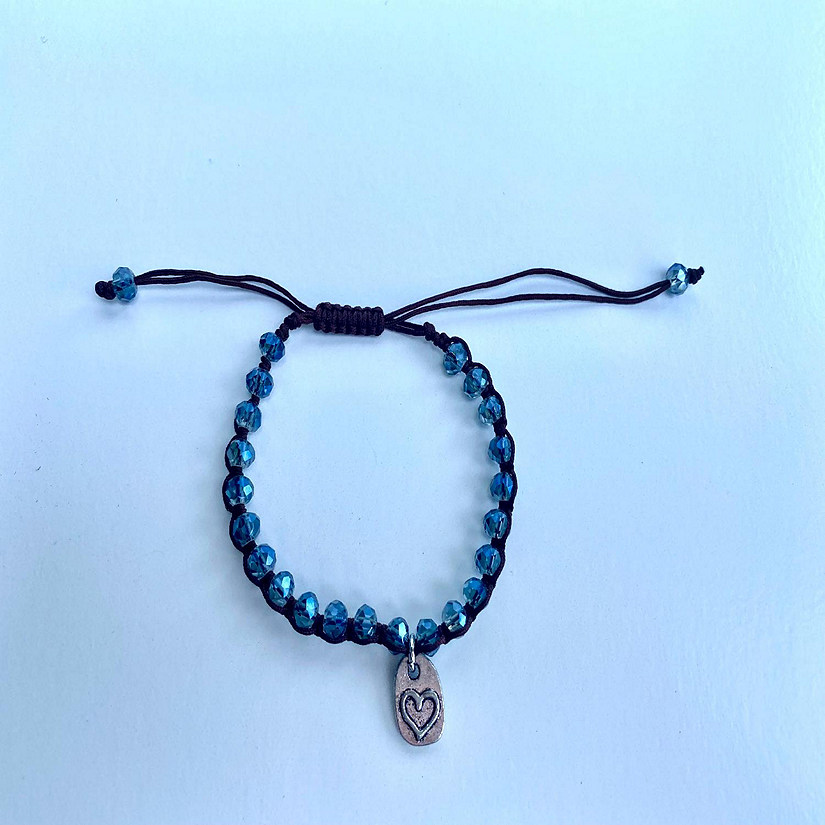 Khutsala&#8482; Artisans Blue Glass Corded Bracelet-Oval Heart 1 piece Image